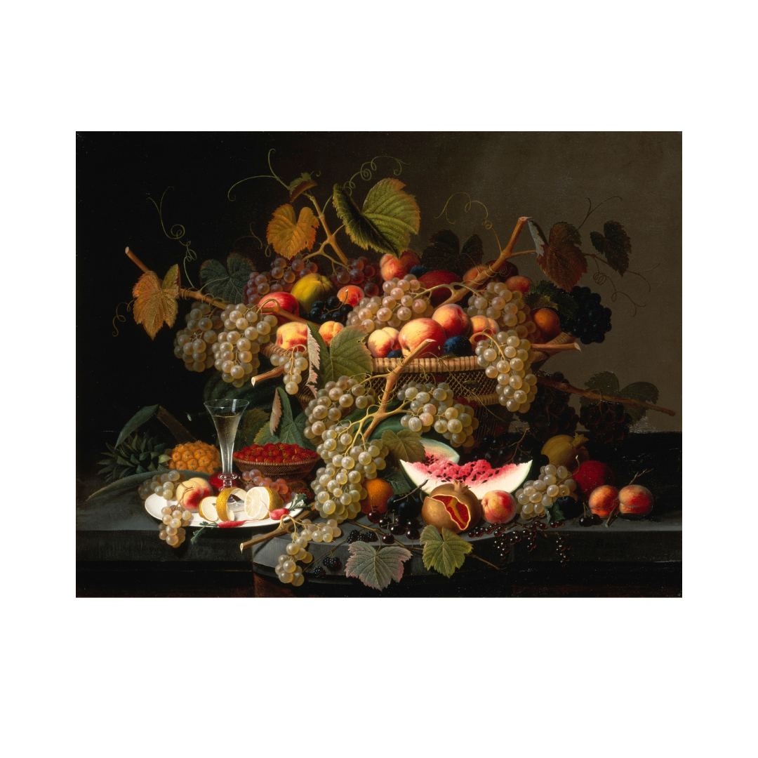 Still life with fruit on white background